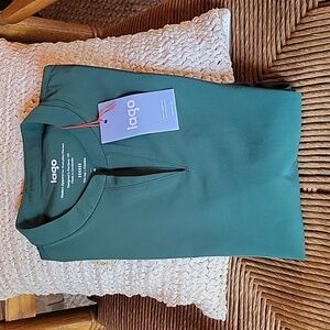 lago Women's Hunter Green Split-Neck Scrub Top